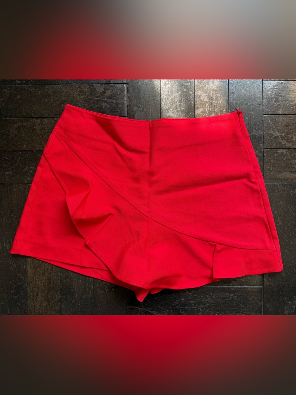 Zara Bright Red Ruffle Skort